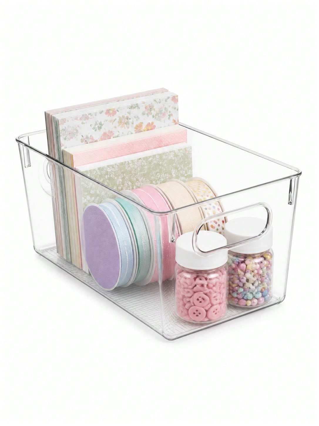 Office Furniture Table - 8-Pack Clear Storage Bins with Handles,