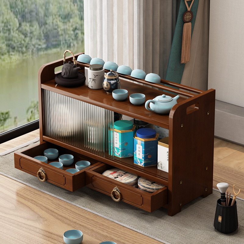 Room Divider Bamboo - Desktop Tea Set Display Rack Small