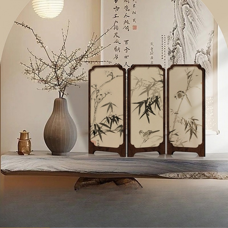 Room Divider Bamboo - New Chinese Ink Bamboo Mini Tabletop