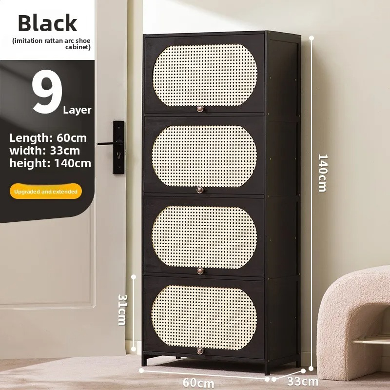 Room Divider Bamboo - Modern black bamboo multi-layer shoe cabinet,
