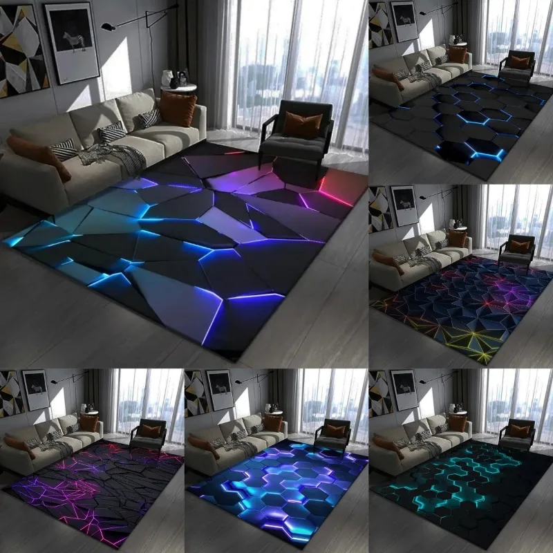 Chair Mat Hard Floor - Eye-catching 3D Geometric Carpet Large Floor