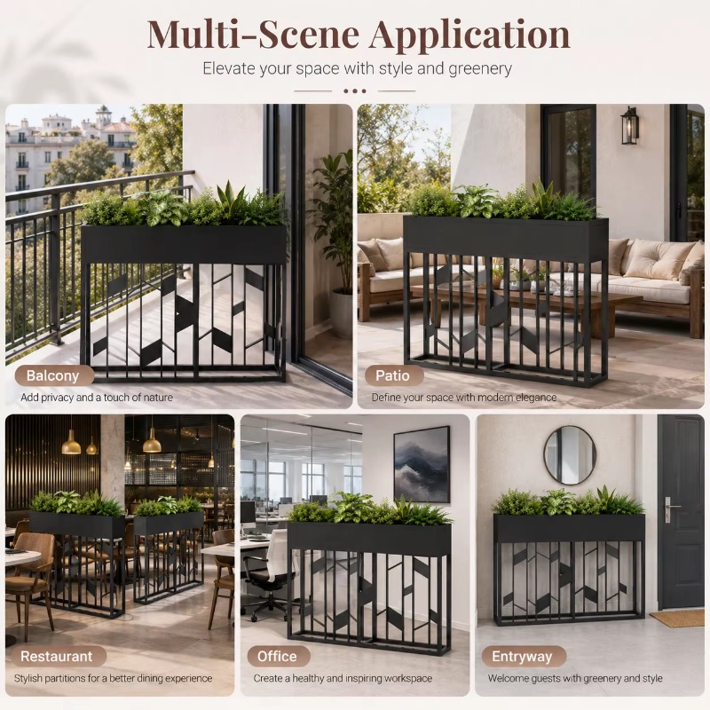 Matte Black Metal Planter Box  - Room Divider Bamboo review and price