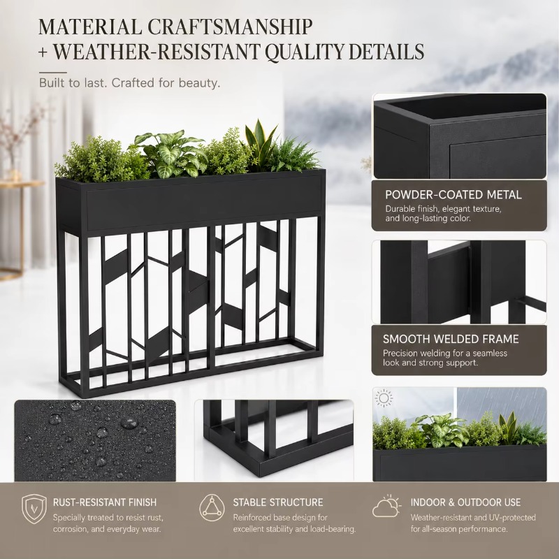 Matte Black Metal Planter Box  - Room Divider Bamboo review and price