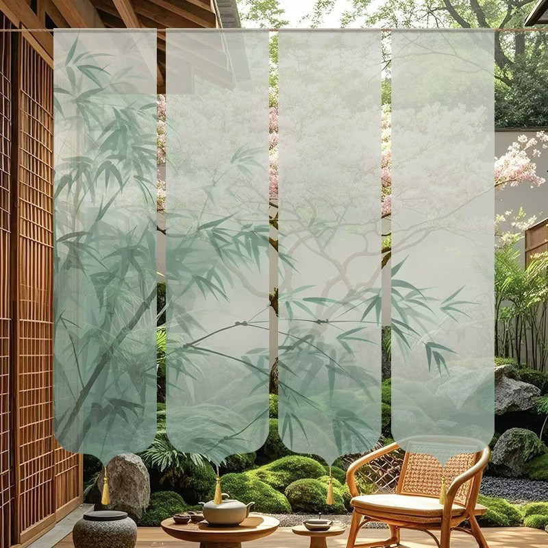 Zen Bamboo Print Sheer Room Di - Room Divider Bamboo review and price