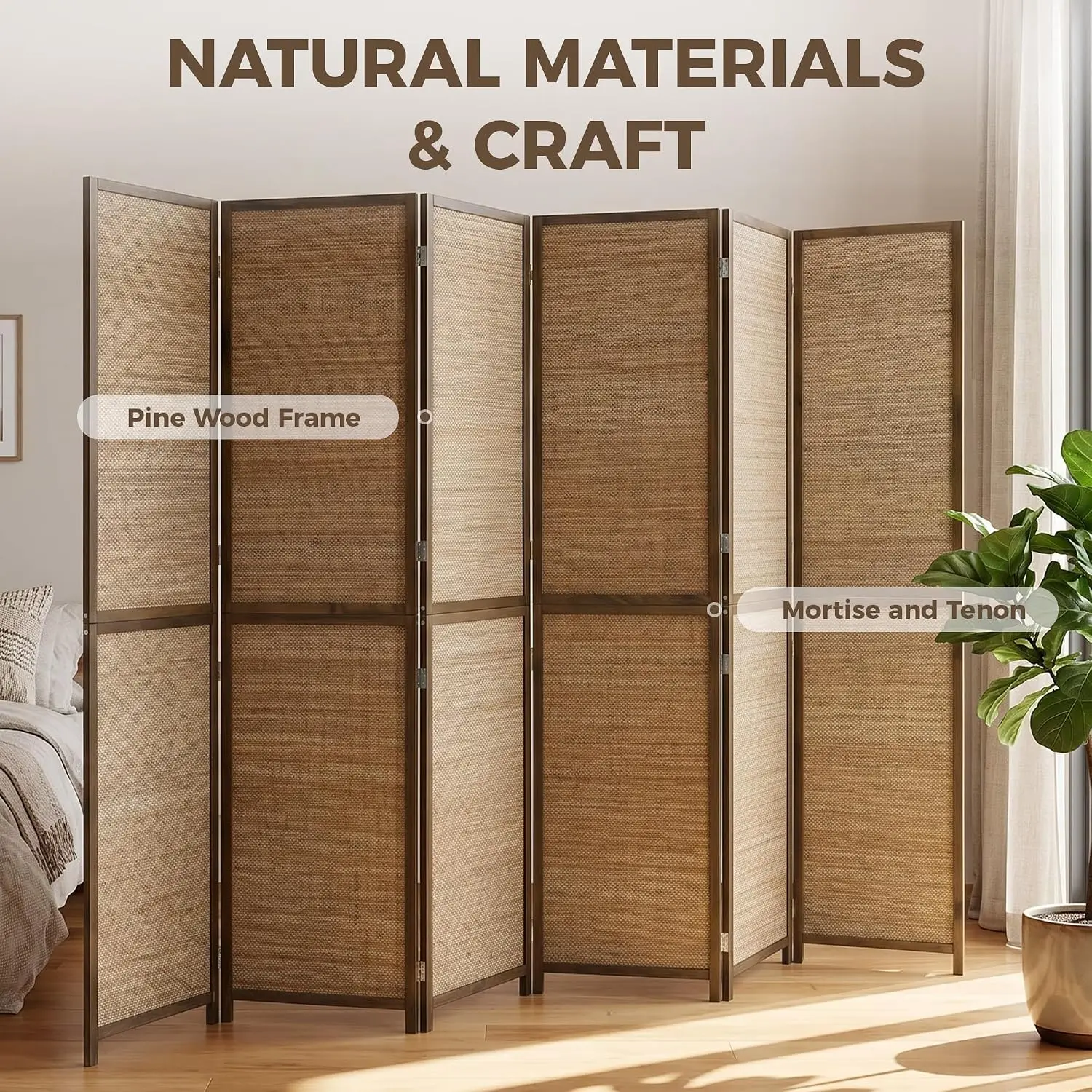6 FT Room Divider, 6 Panel Han - Room Divider Bamboo review and price